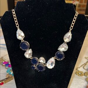 J.Crew Statement Necklace with Navy & Clear Crystals